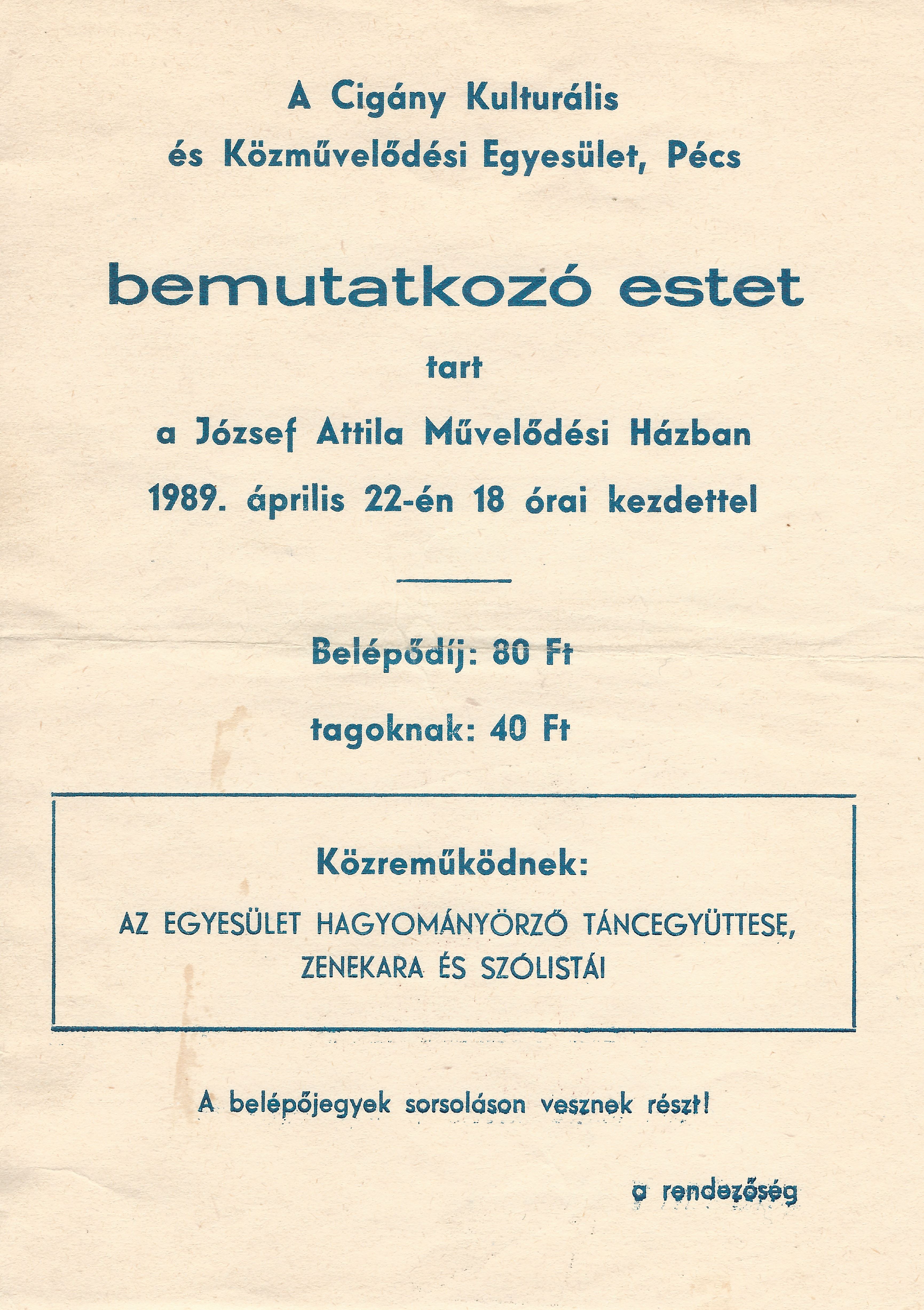 A Cigány Kulturális és Közművelődési Egyesület bemutatkozó estje