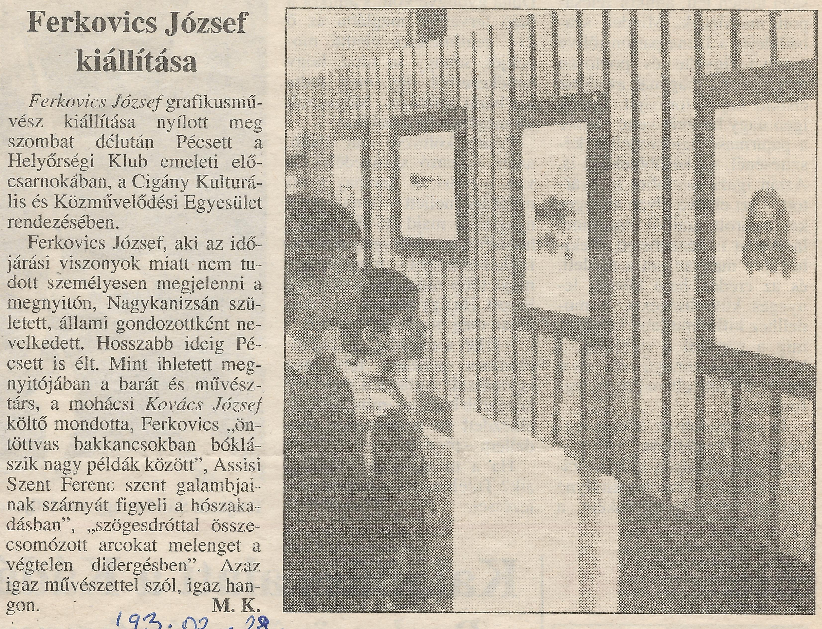 Ferkovics József Kiállítása