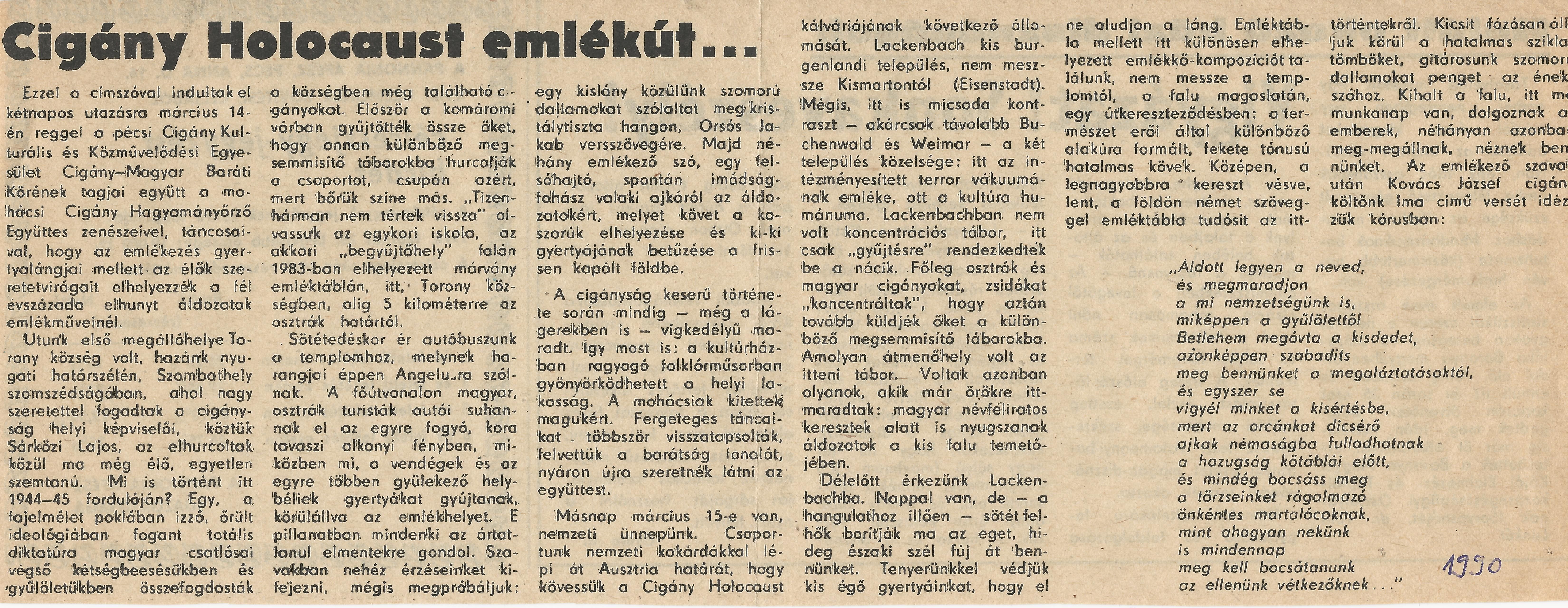 Cigány Holocaust emlékút...