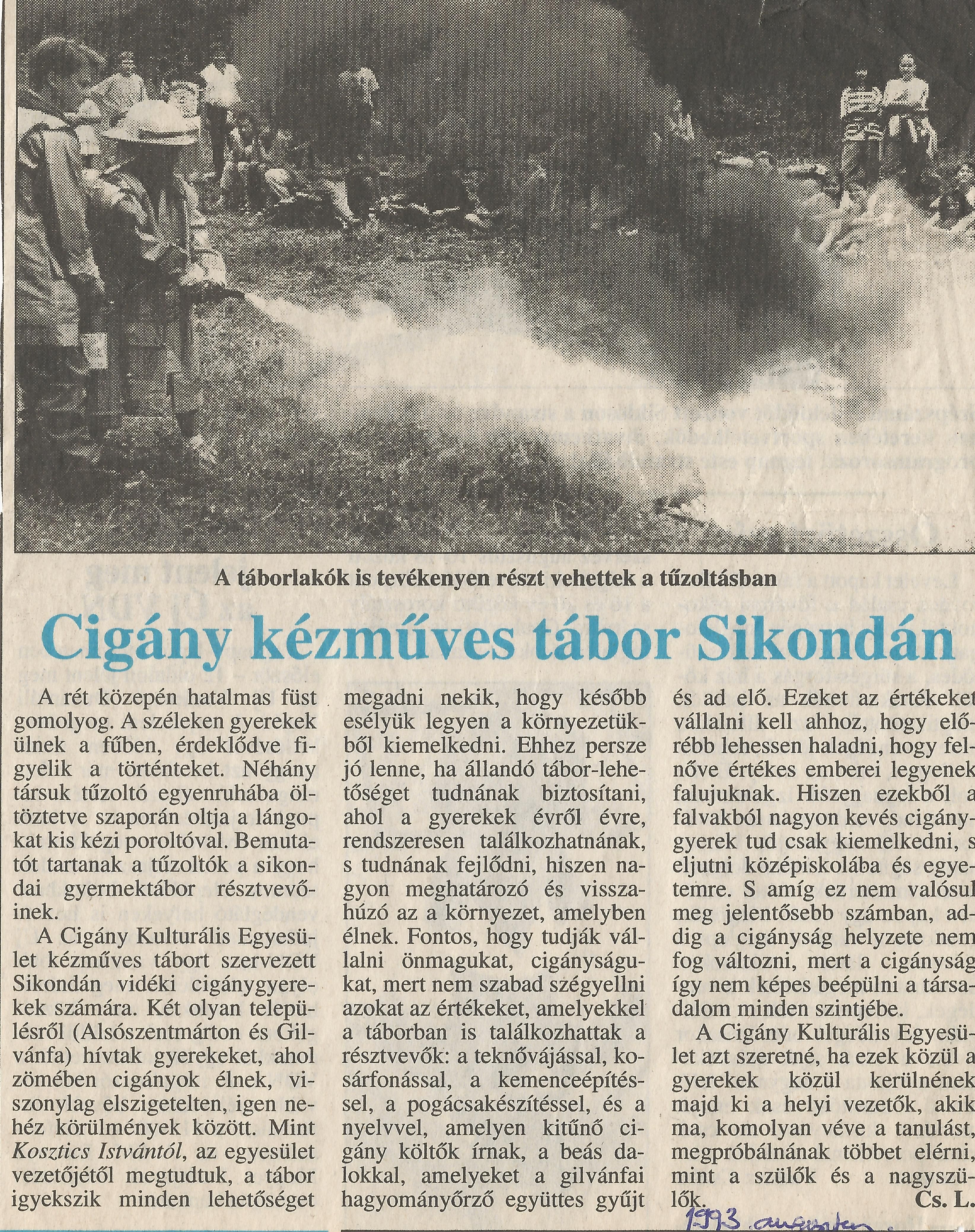 Cigány kézműves tábor Sikondán