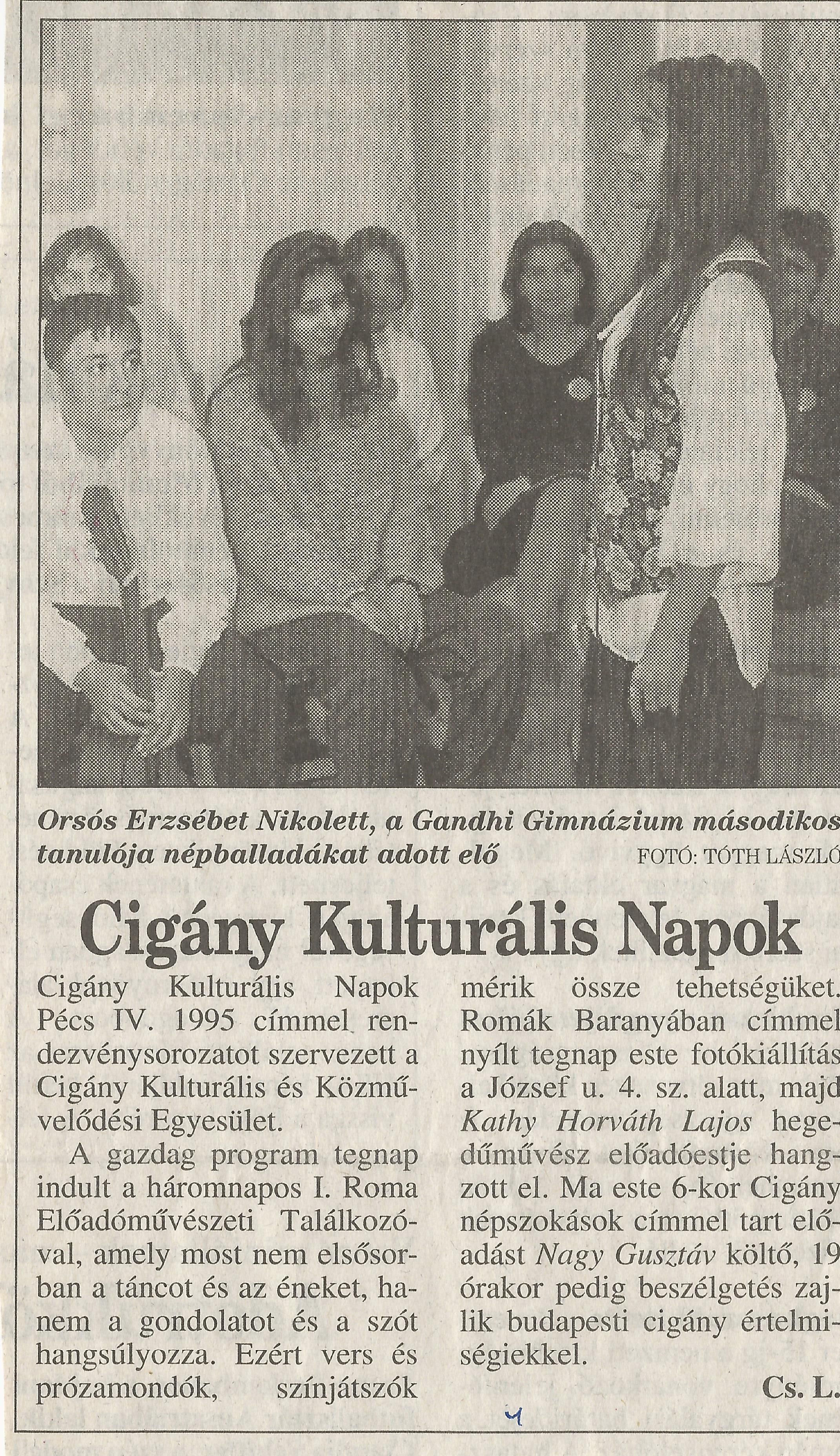 Cigány Kulturális Napok Pécs IV. 1995.
