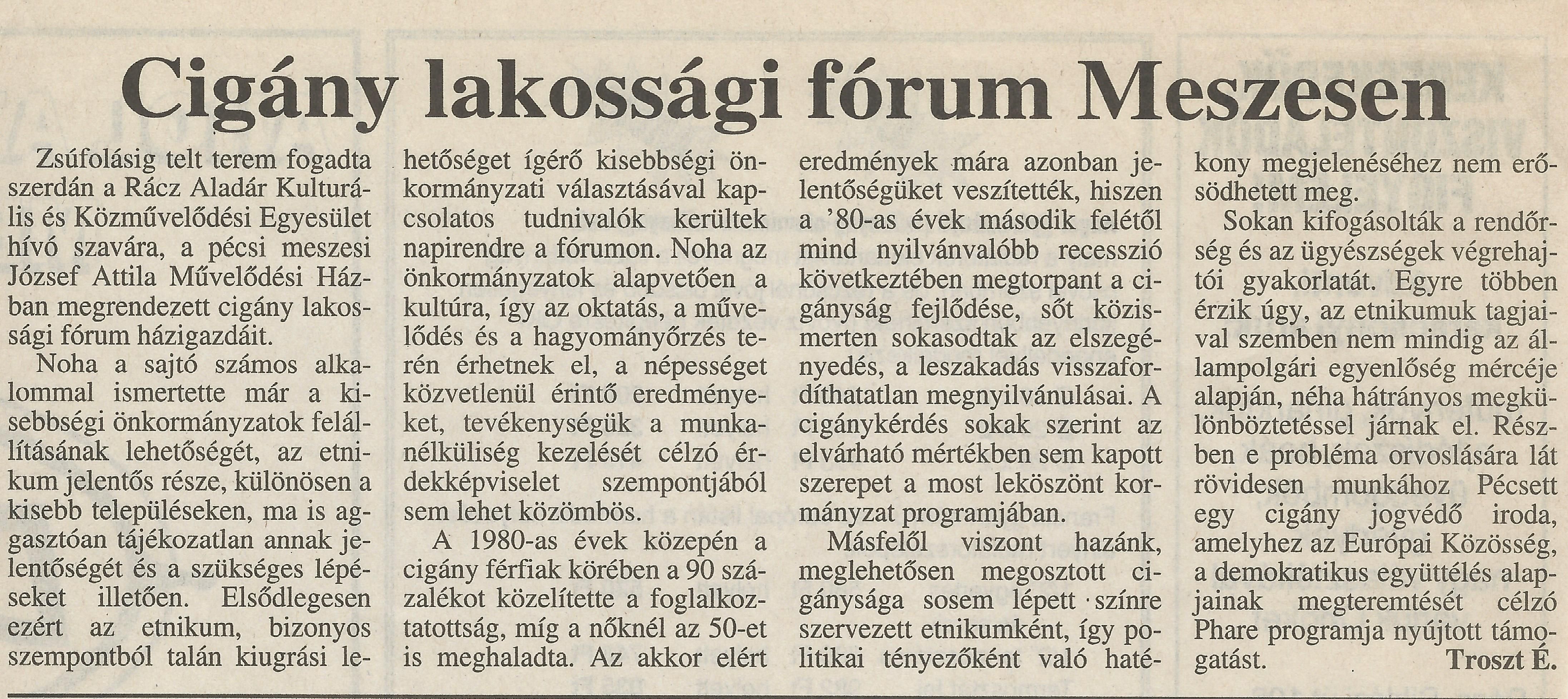 Cigány lakossági fórum Meszesen