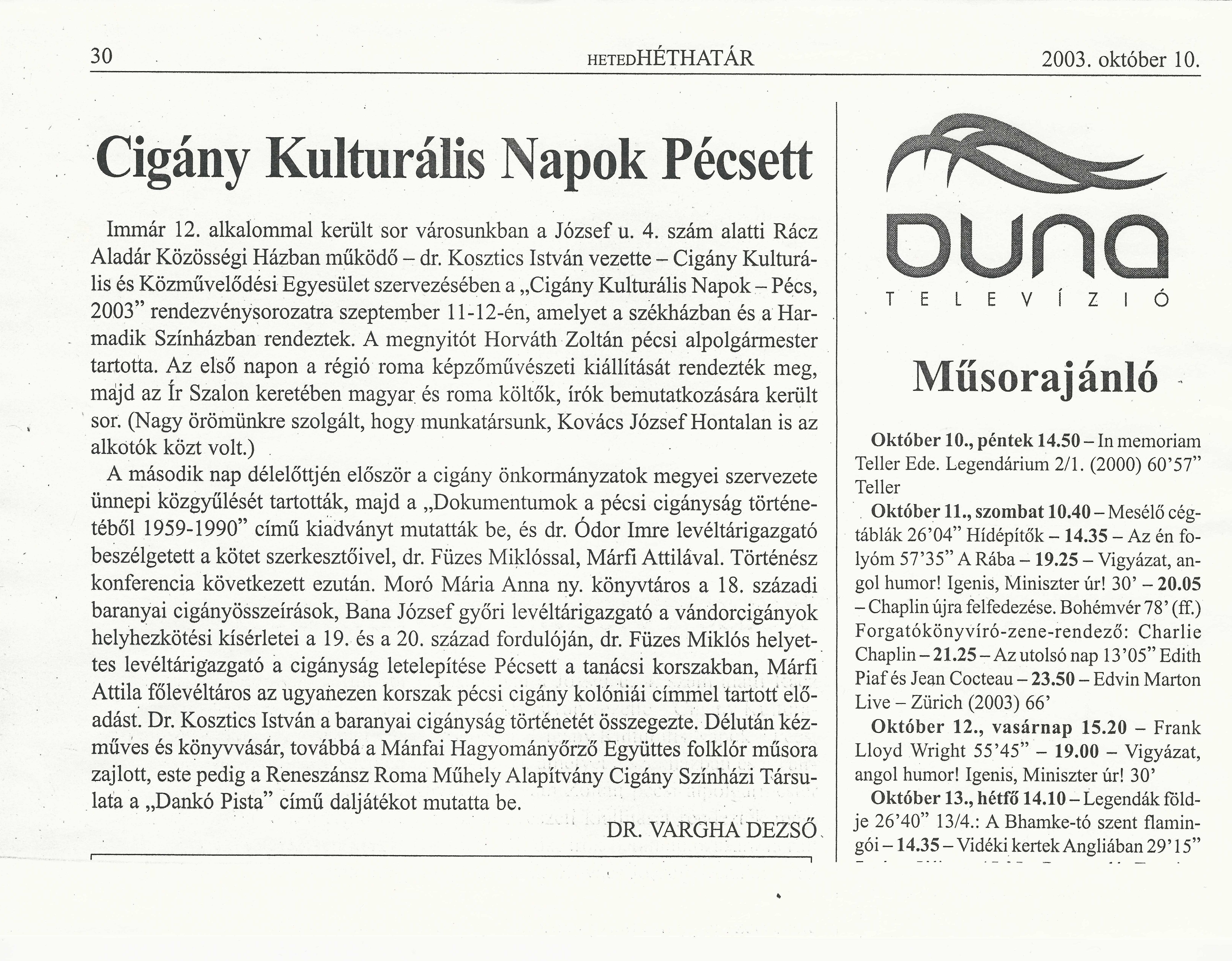 Cigány Kulturális Napok Pécsett