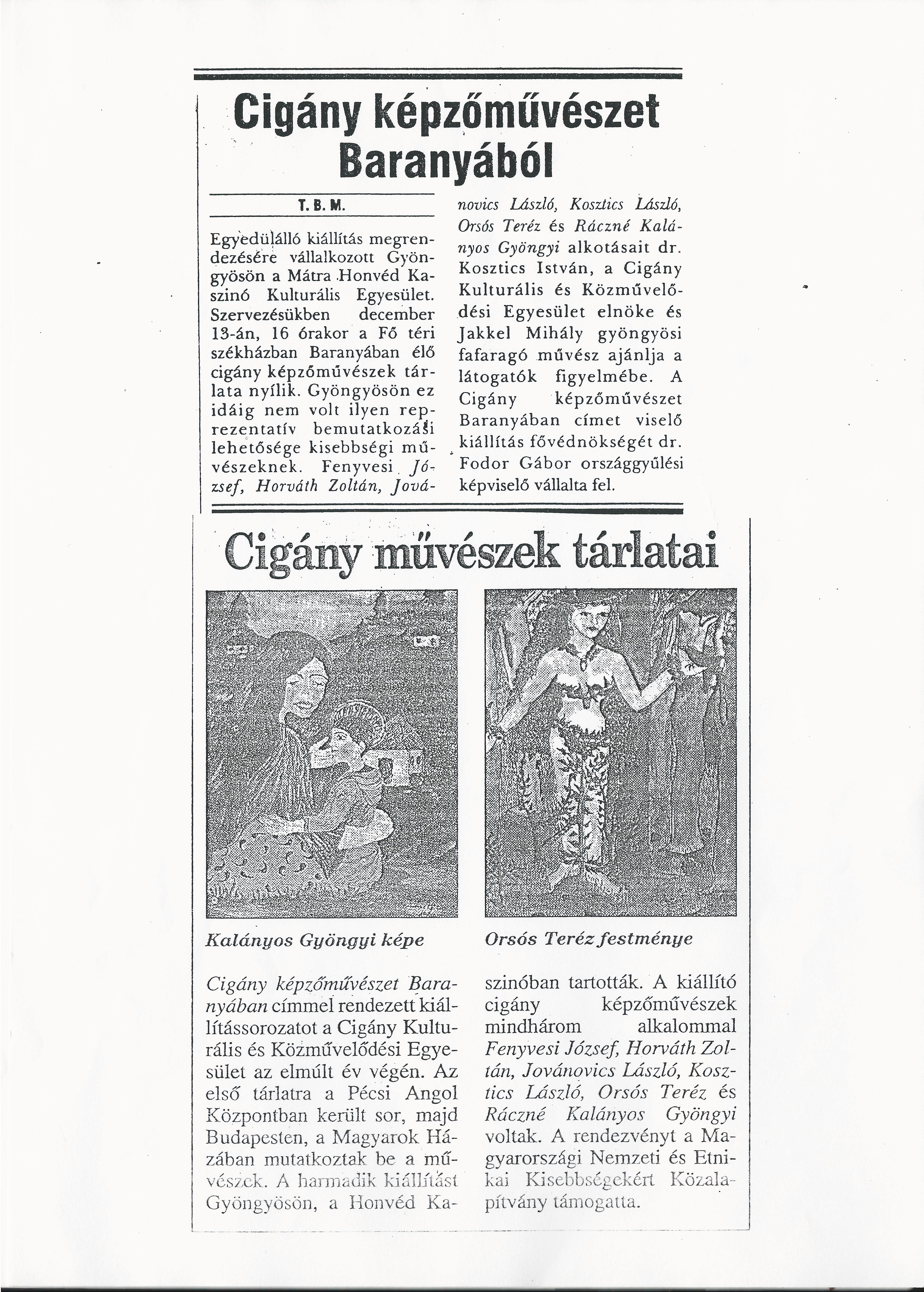 Cigány képzőművészet Baranyából