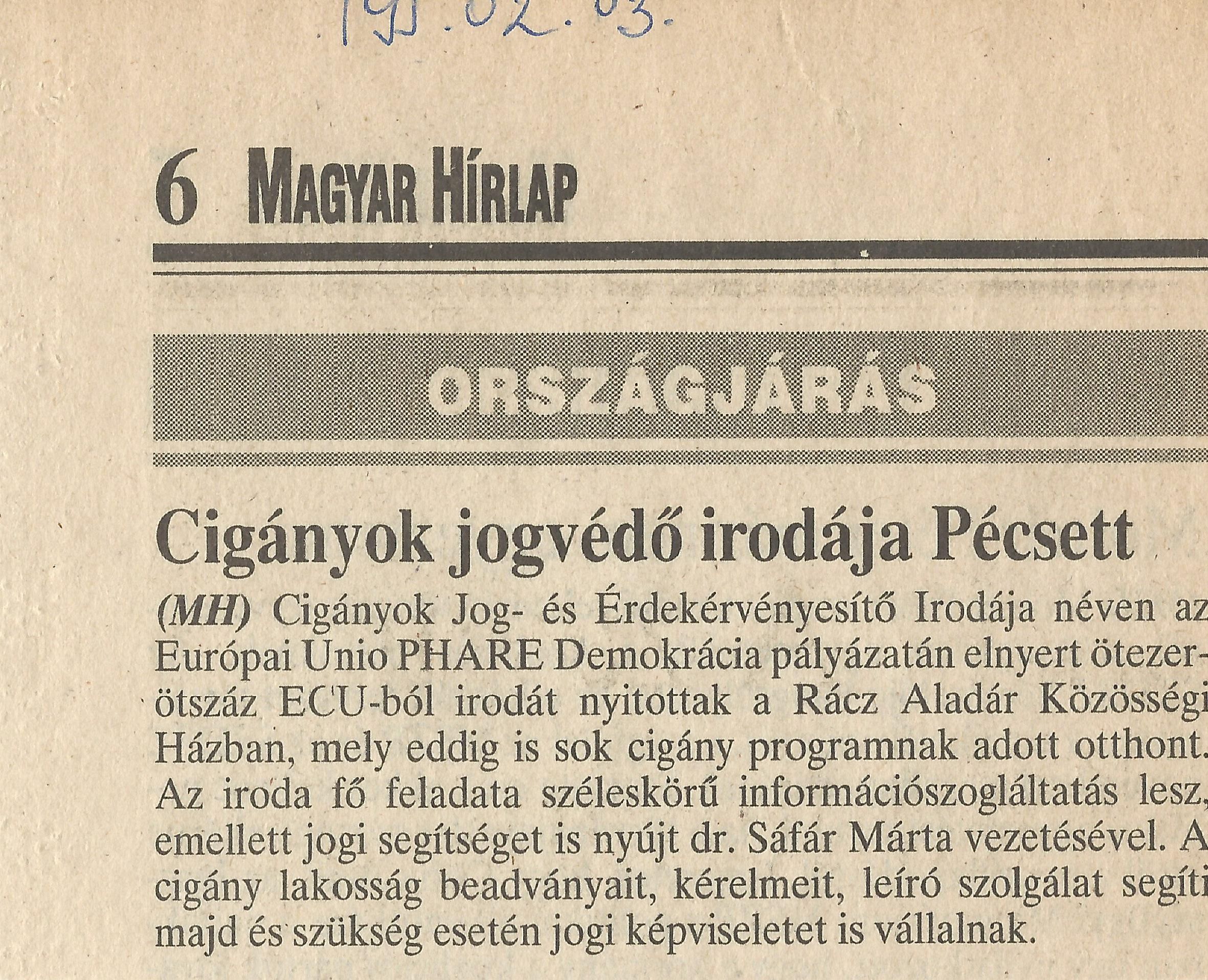 Cigányok jogvédő irodája Pécsett