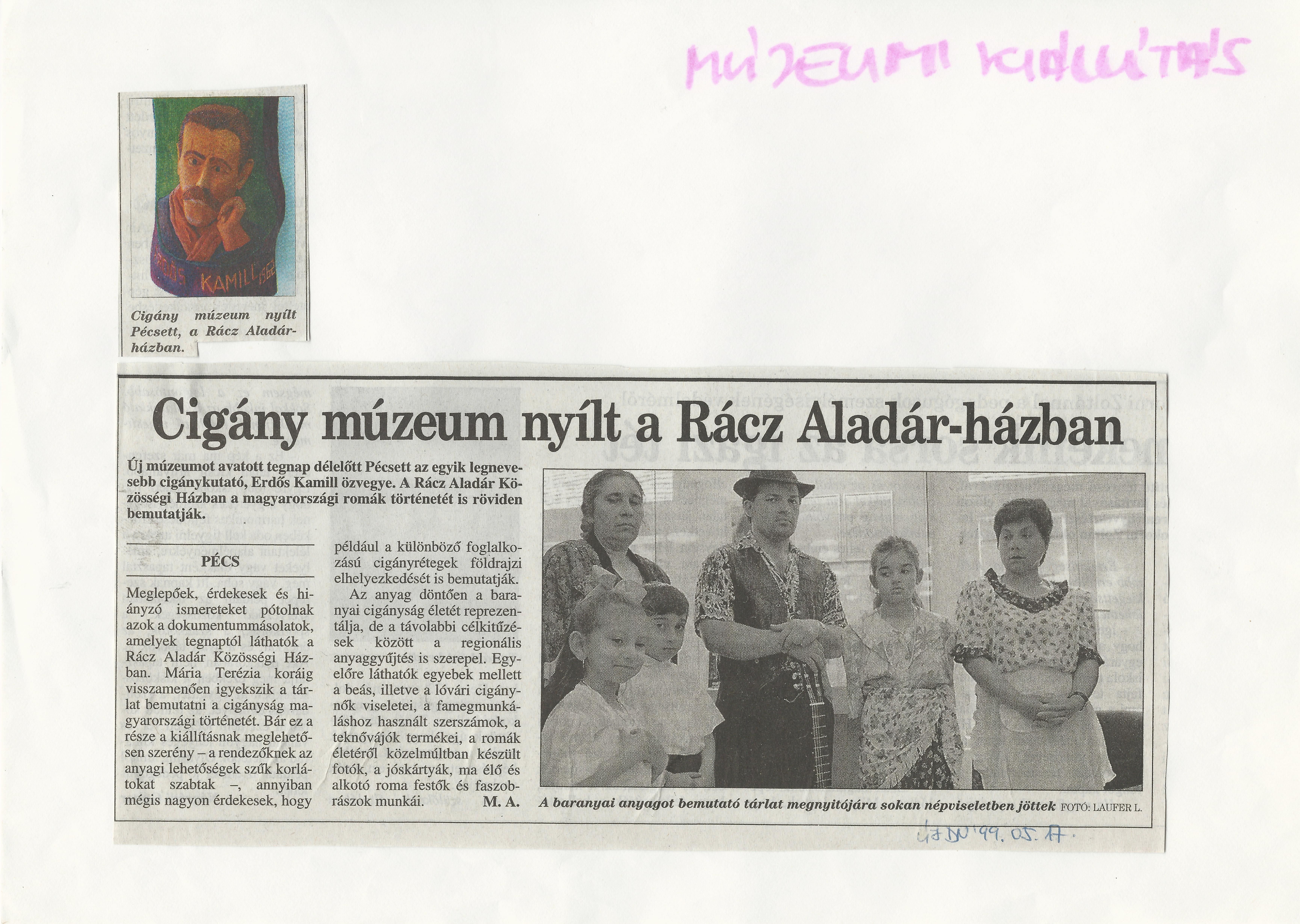 Cigány múzeum nyílt a Rácz Aladár - házban