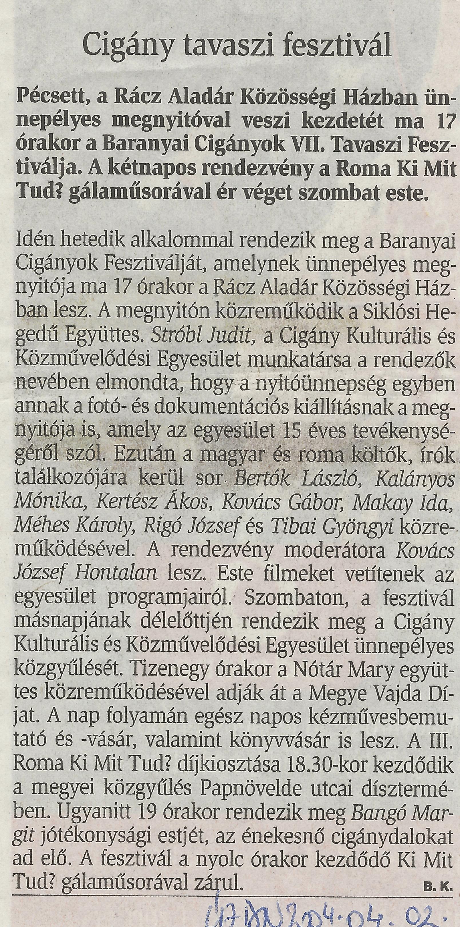 Baranyai Cigányok VII.Tavaszi fesztiválja