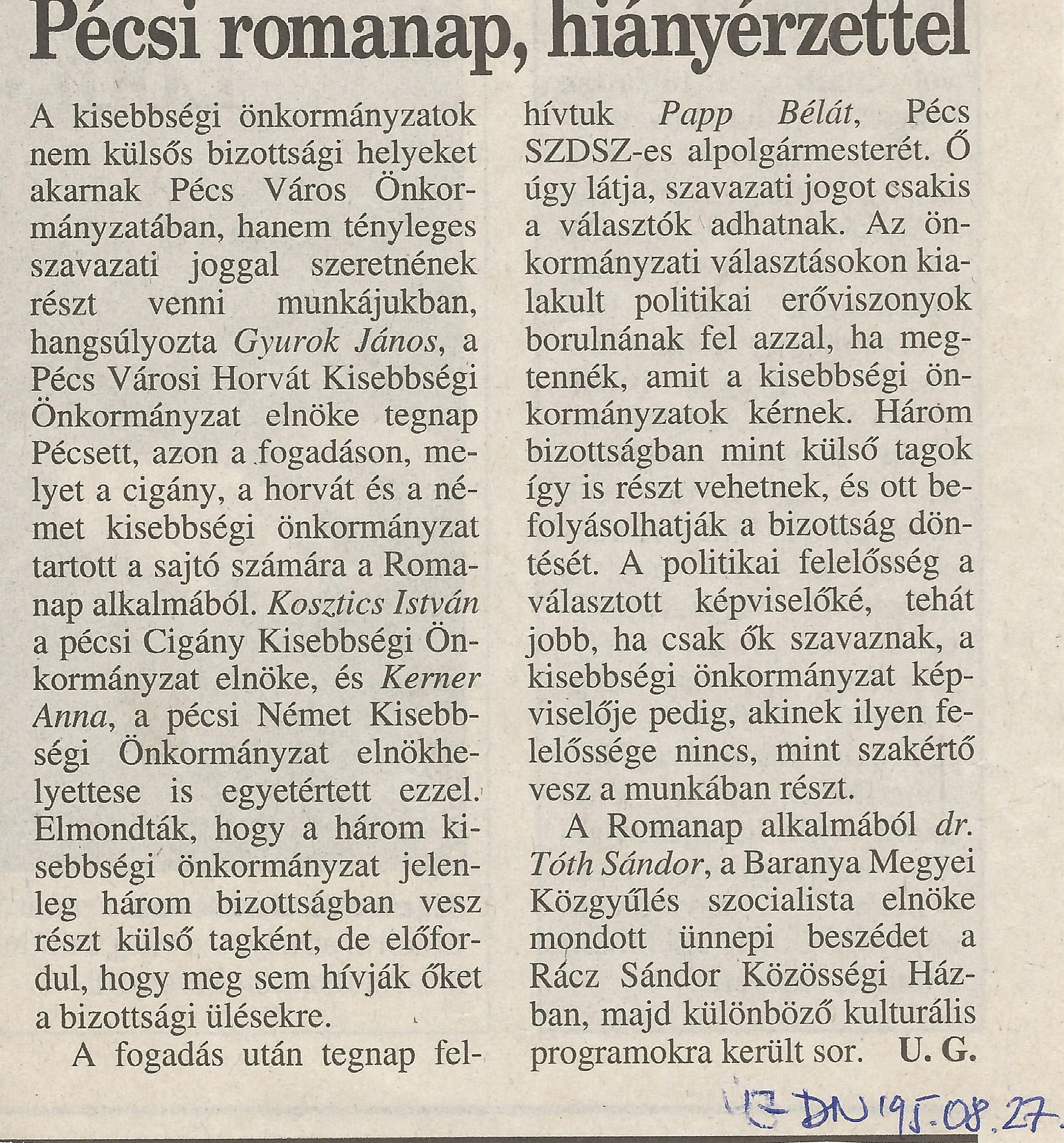 Pécsi Romanap, hiányérzettel - fogadás