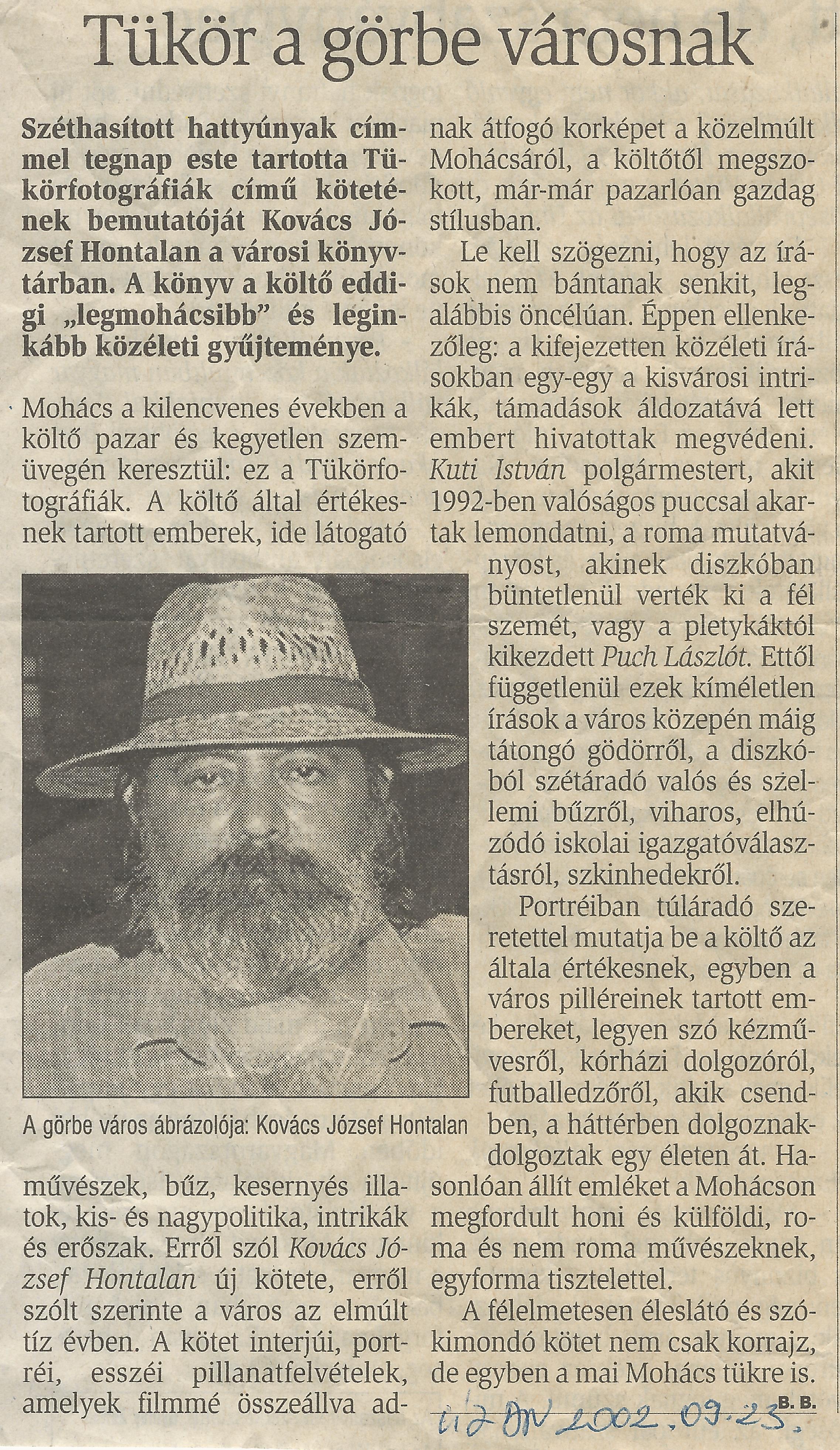 Tükör a görbe városnak - Széthasított hattyúnyak-Kovács József Hontalan Tükörfotográfiák c. kötetének bemutatója