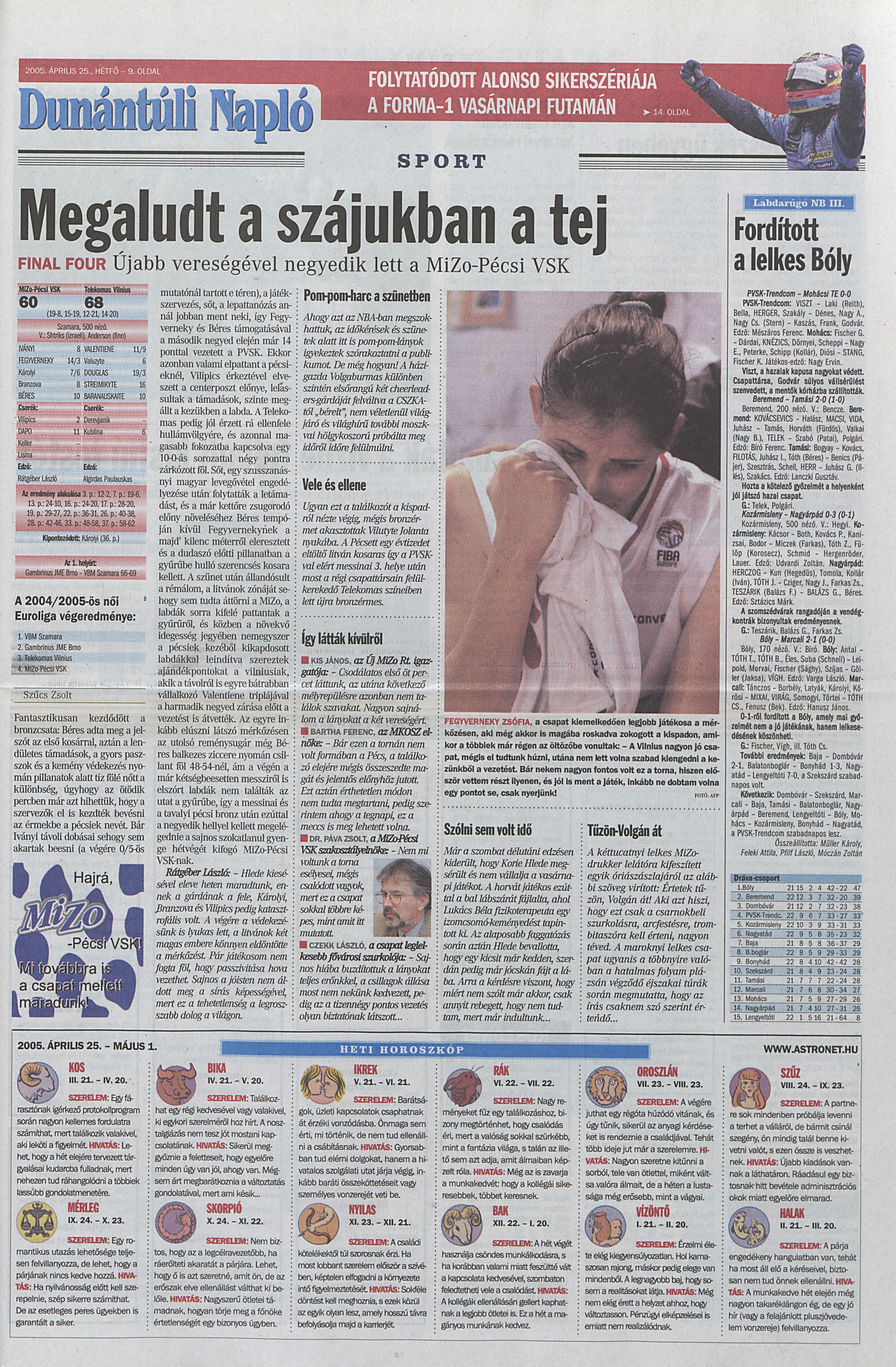 MiZo-Pécsi VSK - Lietuvos Telekomas 60-68
