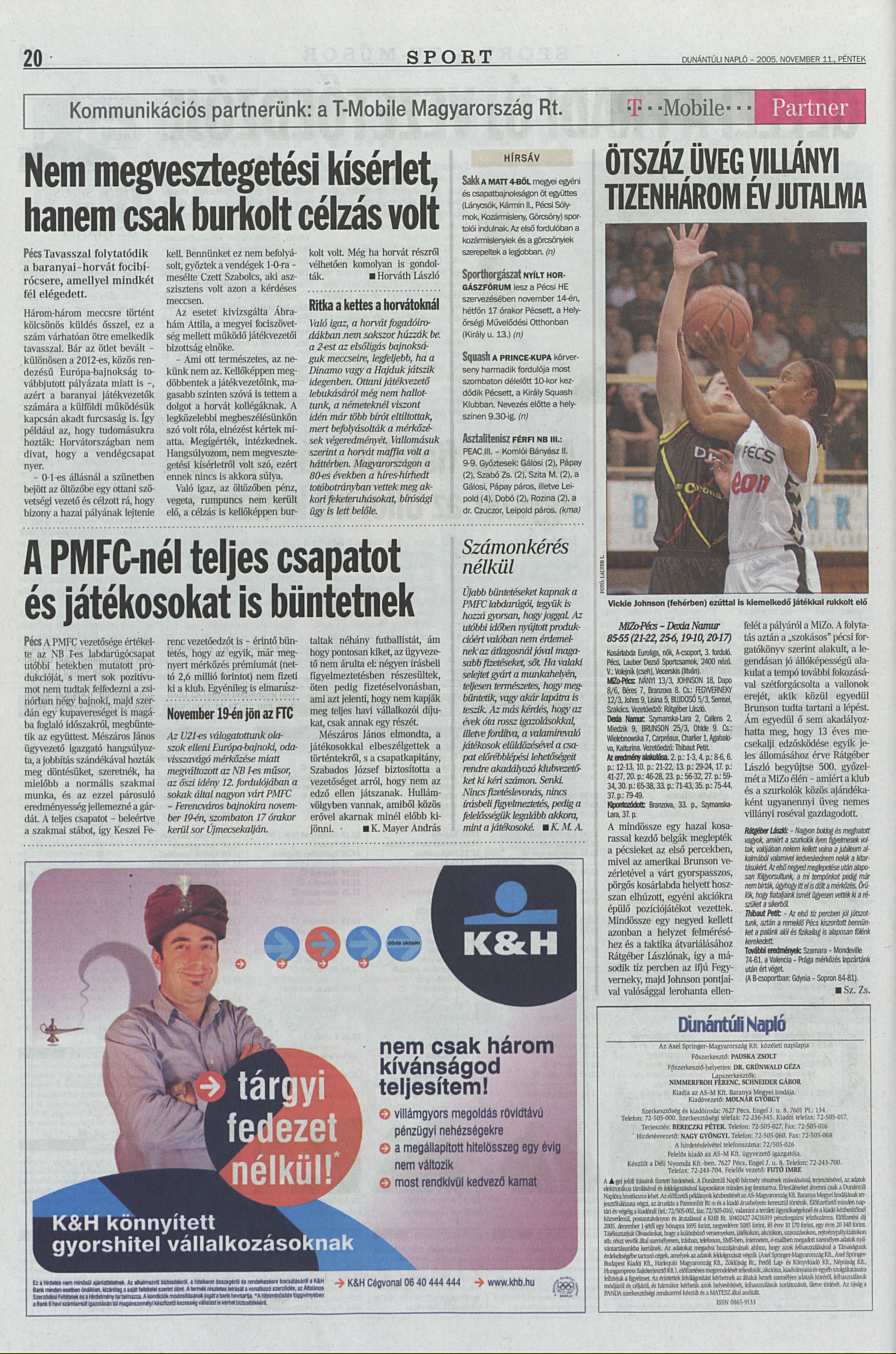 MiZo-Pécsi VSK - Dexia Namur 85-55