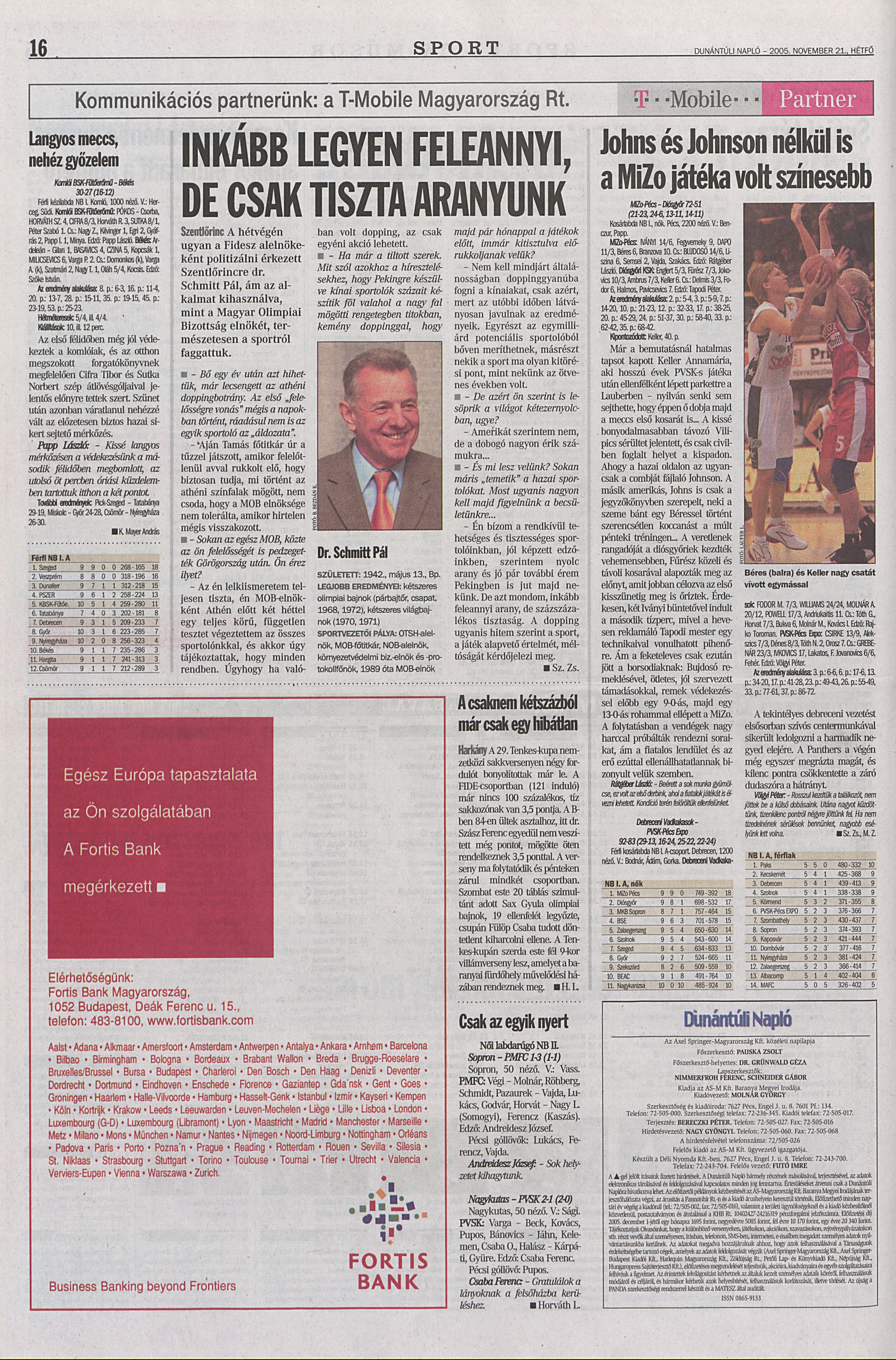 MiZo-Pécs - Diósgyőri KSK 72-51