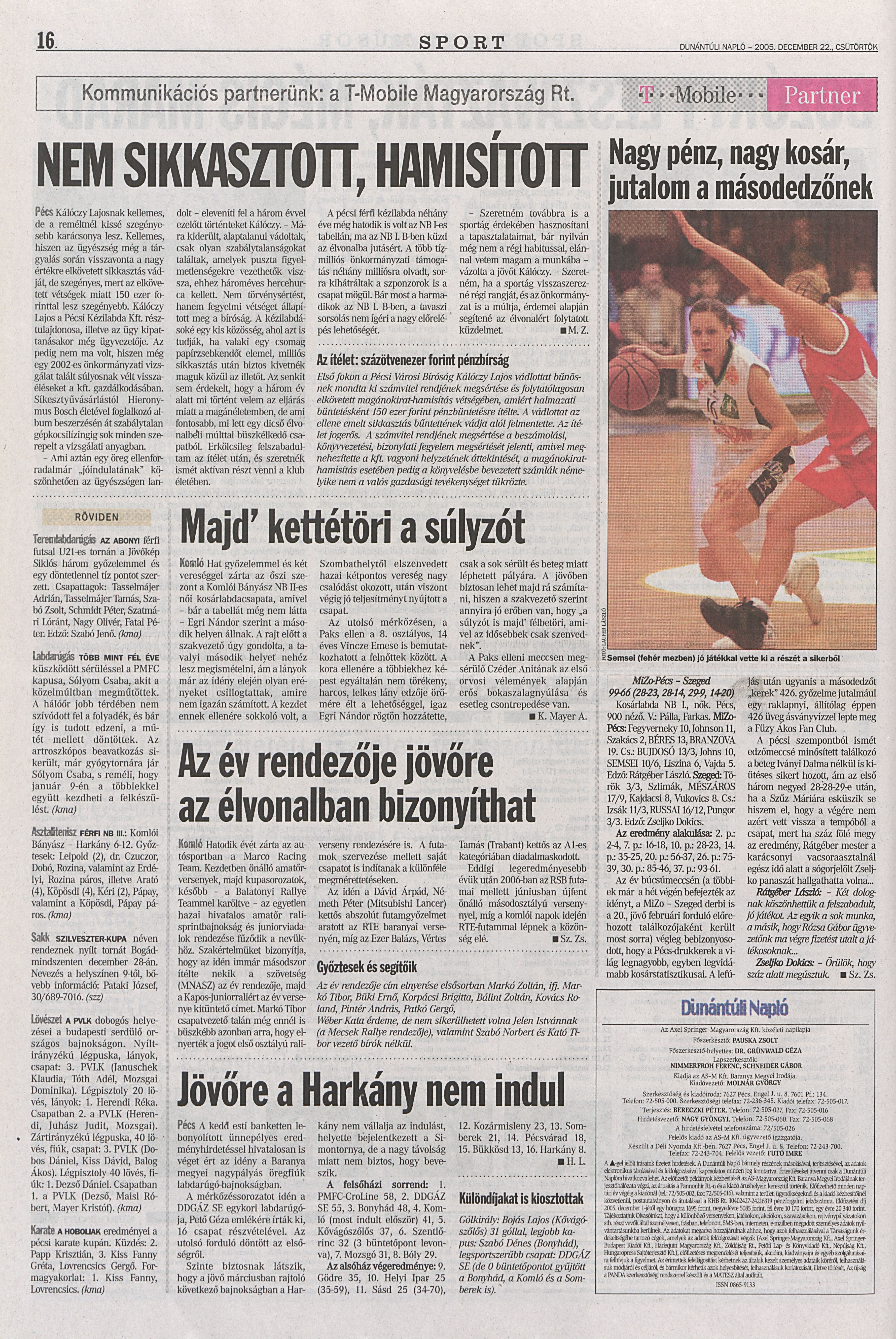Mizo-Pécsi VSK - Szeged 99-66