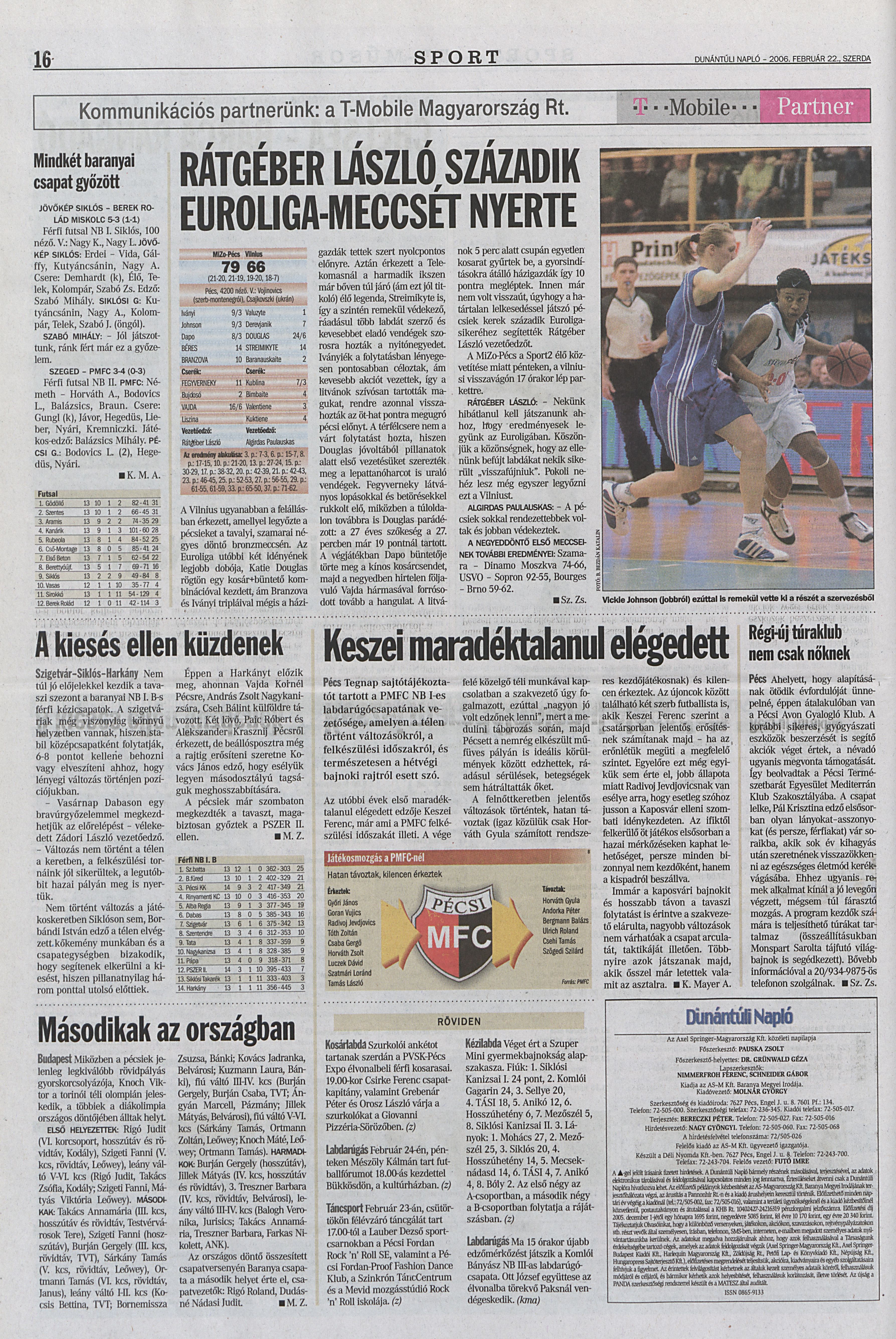 MiZo-Pécsi VSK - Lietuvos Vilnius 79-66