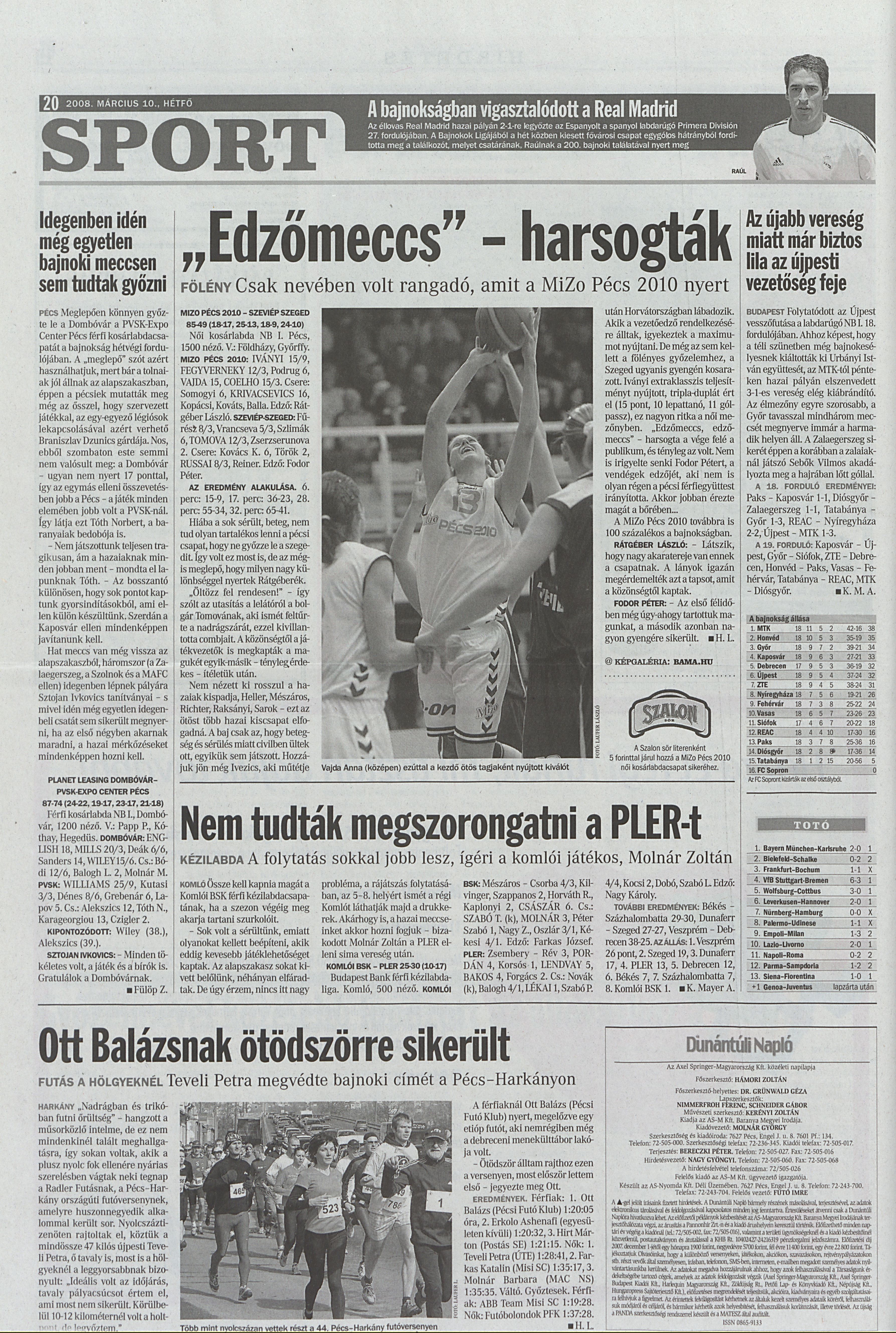 Mizo-Pécsi VSK - Szeviép Szeged 85-49